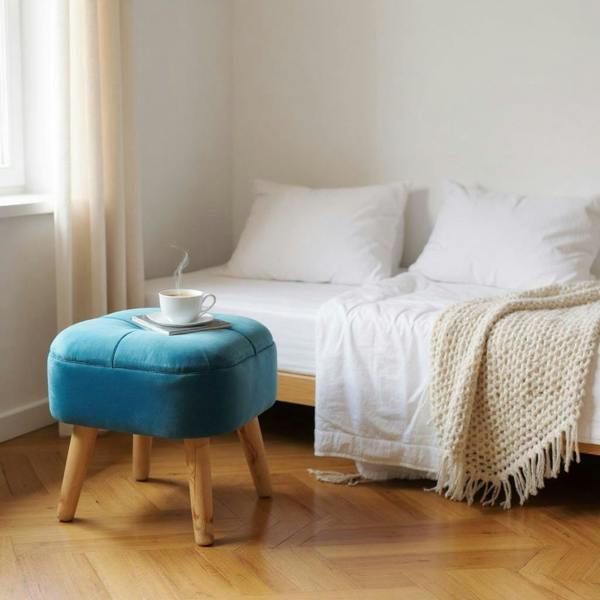 BLUE WOODEN STOOL