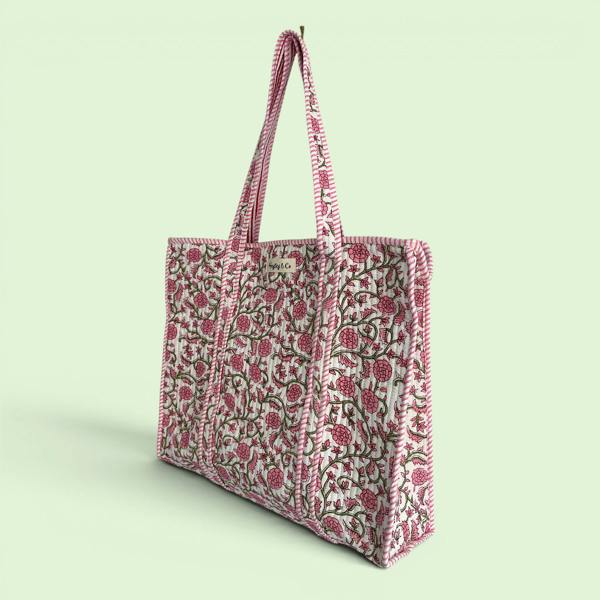 Hayley & Co Ditsy Pink Floral Quilted Cotton Tote Bag