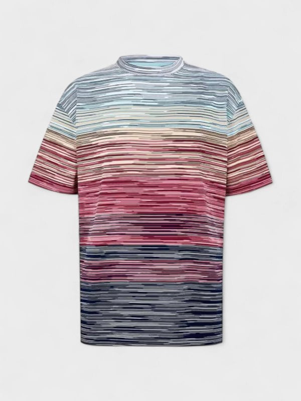 Missoni Space Dye Cotton T Shirt Blue Red - Mens
