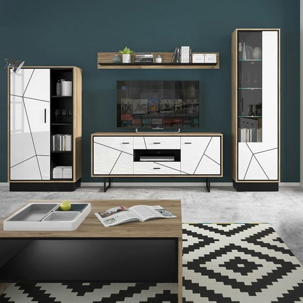 Furniture To Go Brolo Wide 1 Door Bookcase With the Walnut and Dark Panel Finish