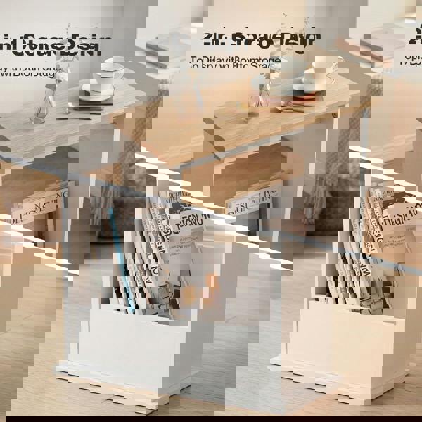 Levede Side Table Slim Storage Magazine Rack Sofa End Table Small Space Compact