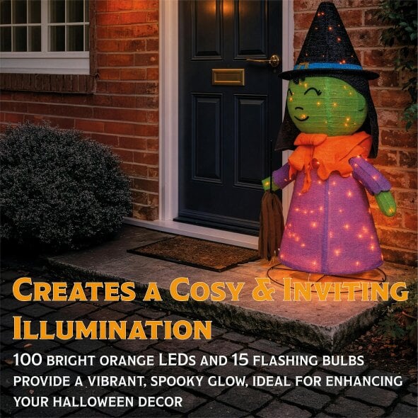 Scotts of Stow Fxlab Orange LED Foldable Witch Outdoor Halloween Decoration
