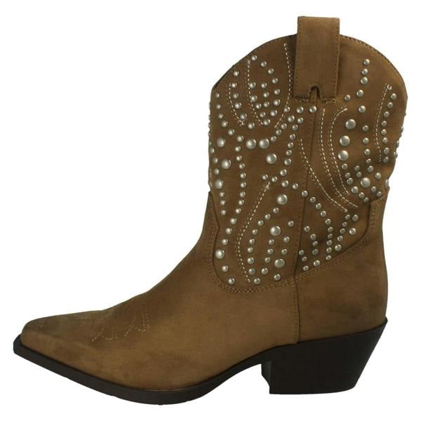 Spot On Ladies Spot On Stud Detailed Small Heel Zip Ankle Cowboy Boots F51257