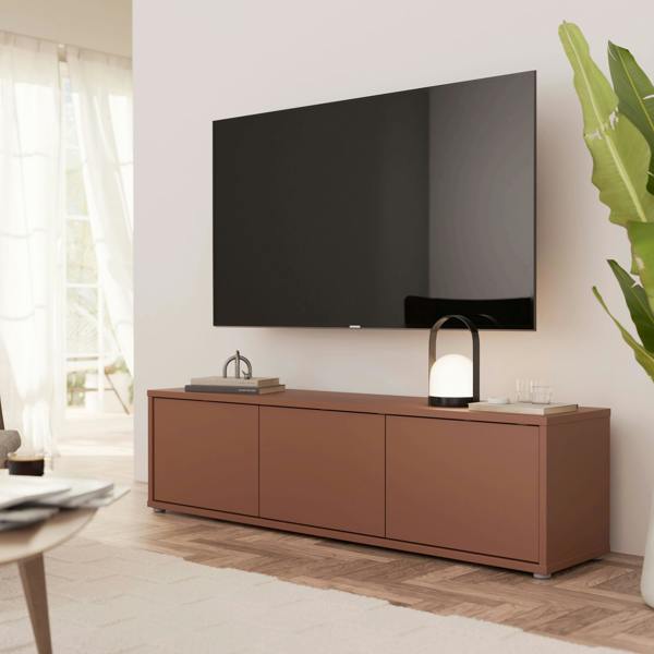 Furniture To Go Alice Springs Wide TV Cabinet with 3 Doors Push-to-Open in Terracotta