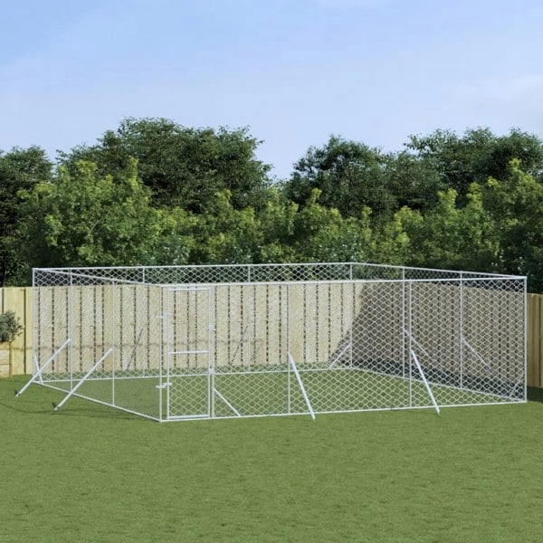 Berkfield Outdoor Dog Kennel Silver 6x6x2 m Galvanised Steel