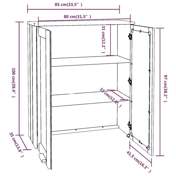 Berkfield Top for Highboard HAMAR Light Grey 85x35x100cm Solid Wood Pine