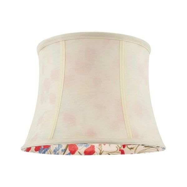 Classic Curved Cream Cotton Drum Shade with Blue and Red Floral Inner Image 1