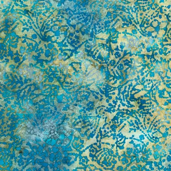 Minerva Turquoise Cotton Batik Dressmaking & Quilting Fabric per metre, 110cm / 43" Wide