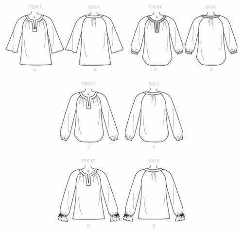 Butterick Sewing Pattern 6632, Tops for Women, A5 (6-8-10-12-14) - Easy