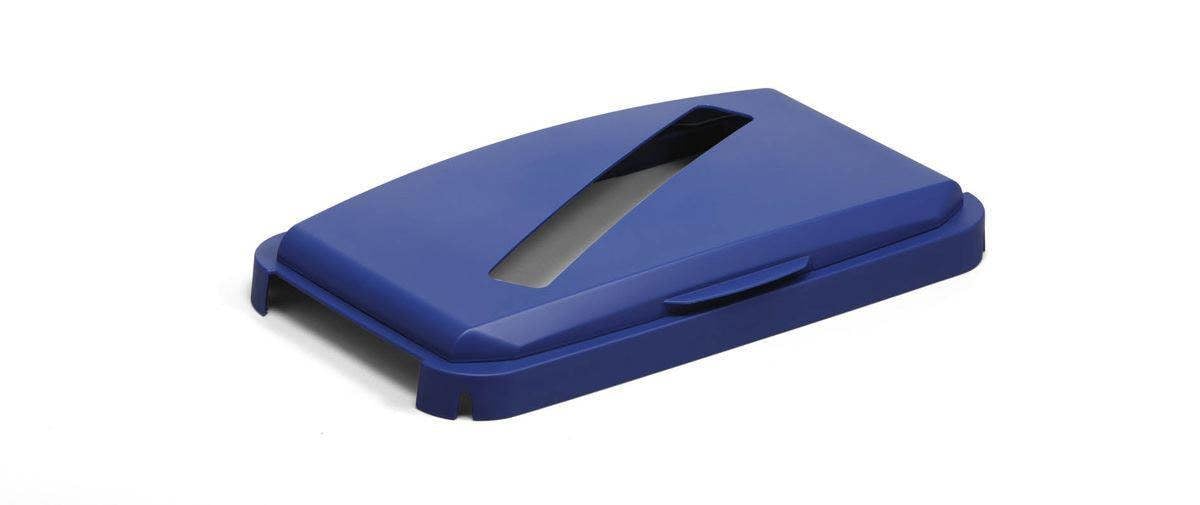 Durable 60L Hinged Bin Lid Blue | Slot Cut-Out for Easy Recycling | DURABIN