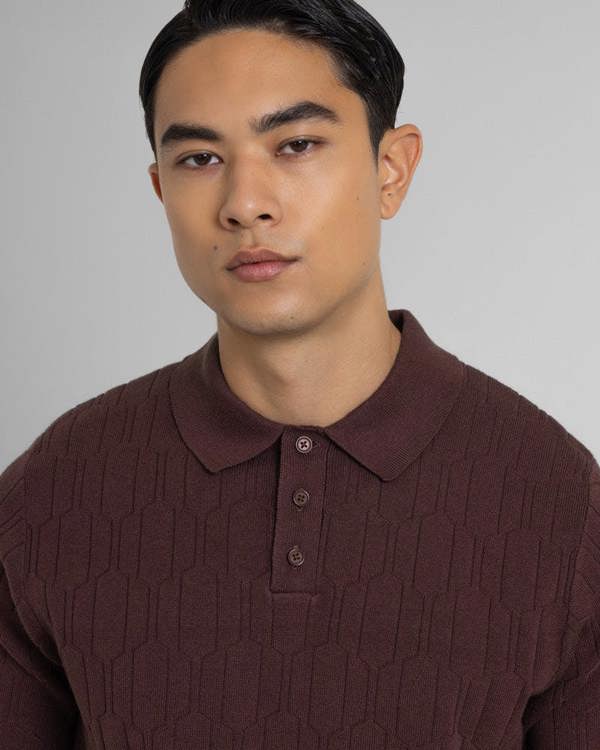 Steel & Jelly Tarvin - Geo Texture Knitted Polo Shirt