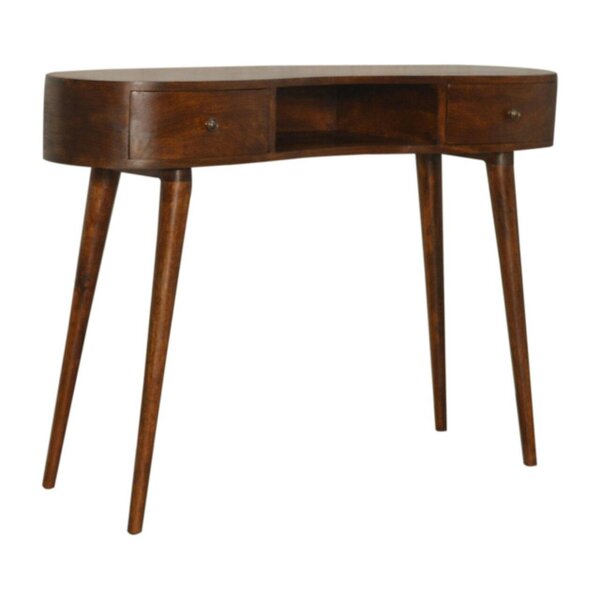 Wyld Haus Parma Chestnut Mango Wood Wave Writing Desk 2 Drawers