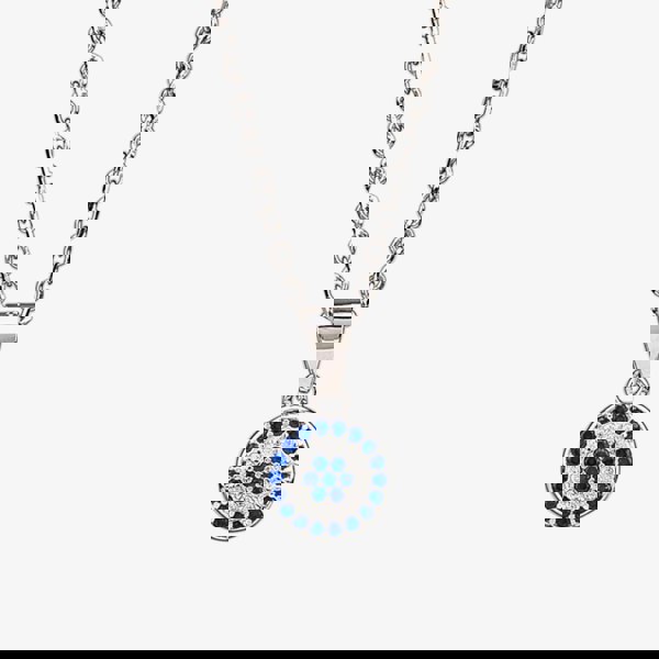 T. H. Baker Silver Blue and White Cubic Zirconia Round Pendant and Earring Set SET9729