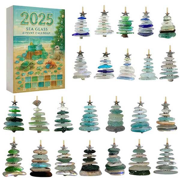 Leaper Acrylic Sea-Glass Christmas Tree Ornament Countdown Calendar
