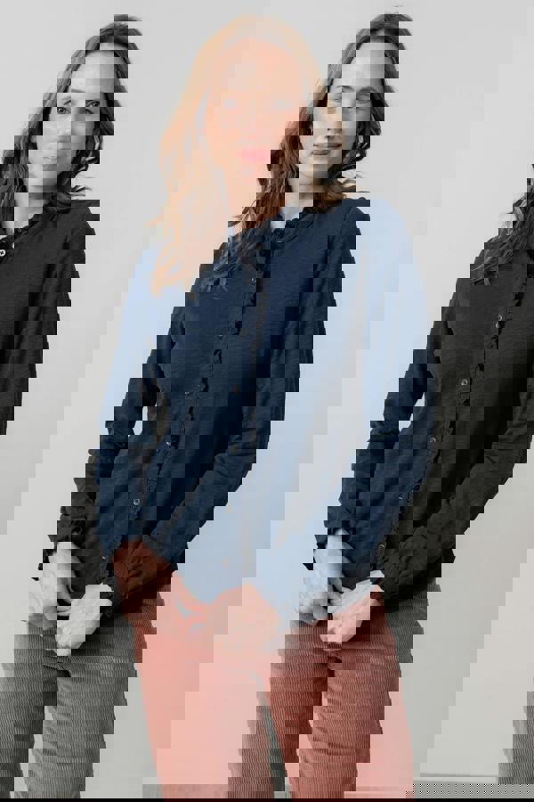 Lily & Me Sage Frill Organic Cotton Blouse Navy