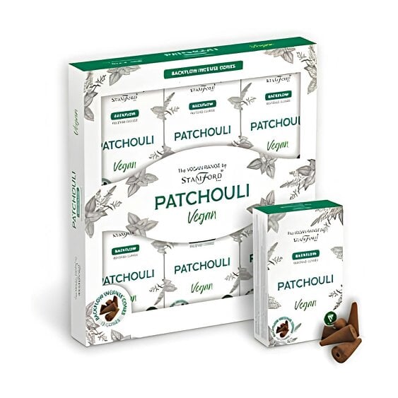 Stamford Vegan Patchouli Backflow Incense Cones, 72 cones