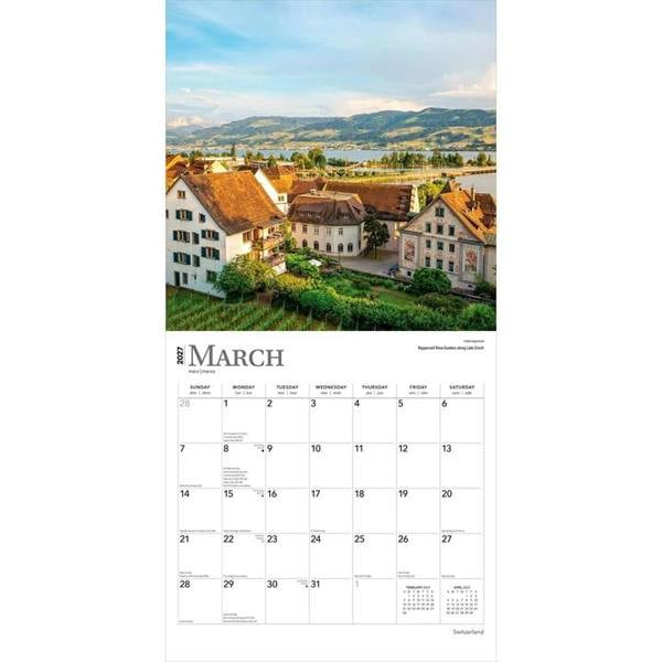 Europe Switzerland Calendar 2027, Wall Calendars, Month To View, Travel, Gift
