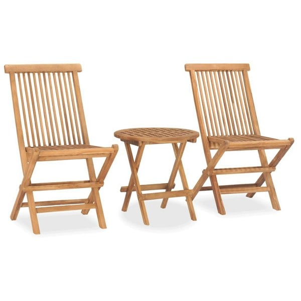 Berkfield 3 Piece Folding Outdoor Dining Set Solid Teak Wood