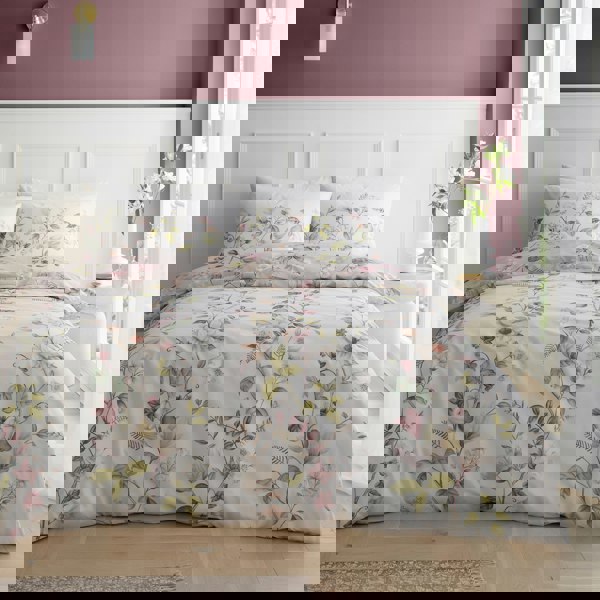 Bianca Francesca Floral 200 Thread Count Cotton Reversible Duvet Cover Set