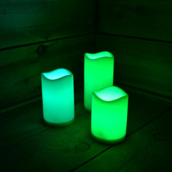 Samuel Alexander 15cm Premier Set of 3 Battery Operated Multi Pastel Colour Changing LED Candles