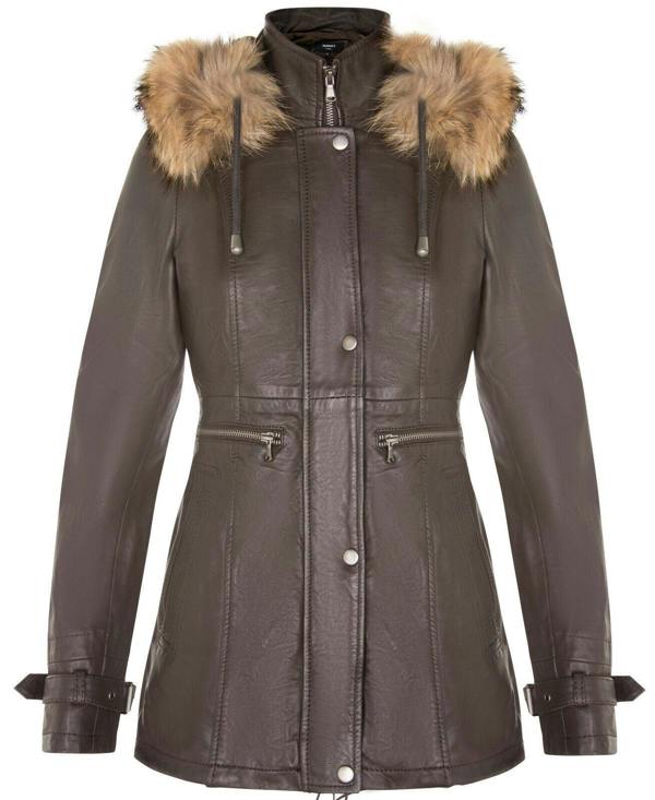 Womens Warm Leather Hooded Parka Jacket-Northwich - Upperclass Fashions 