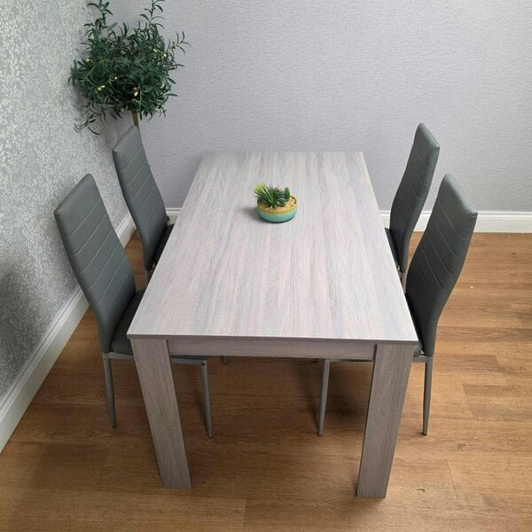Kosy Koala Modern Grey Rectangle Dining Table Set With 4 Grey Chairs Dining Room Furniture