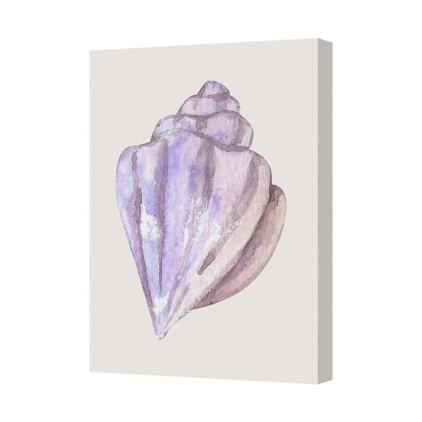 Benjamin Tate Design Purple Seashell Watercolor Canvas Wall Art Coastal Home Decor