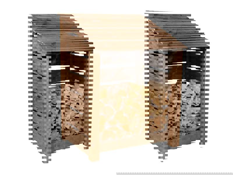 Arbor Garden Solutions Slatted Wooden Log Store W-99cm, H-126cm or 180cm, D-88cm - Brown Finish