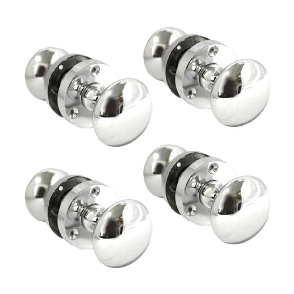 EDH Door Hardware Polished Chrome Round Door Knob Set Including Tubular Latch - Victorian Style
