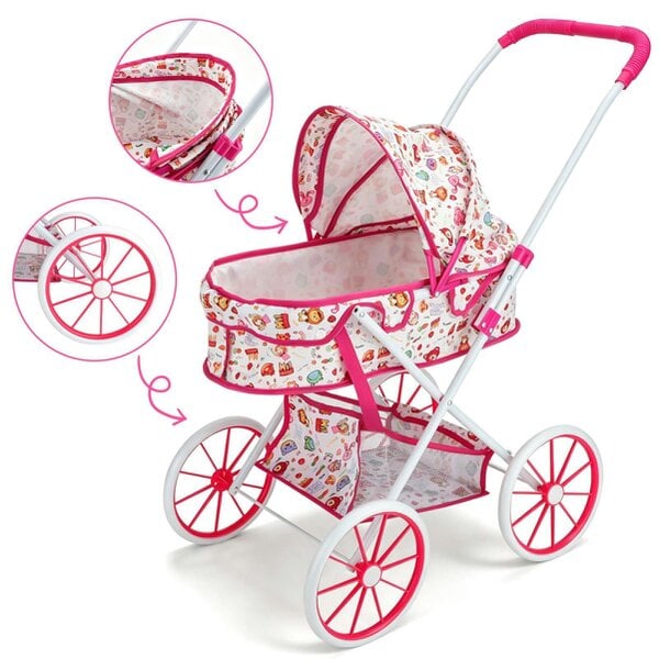 deAO Toys Kids Baby Doll Stroller & Accessories Set – Tent, Beach Chair, Umbrella & Bag, Role‑Play Toy for Girls & Boys Ages 3+