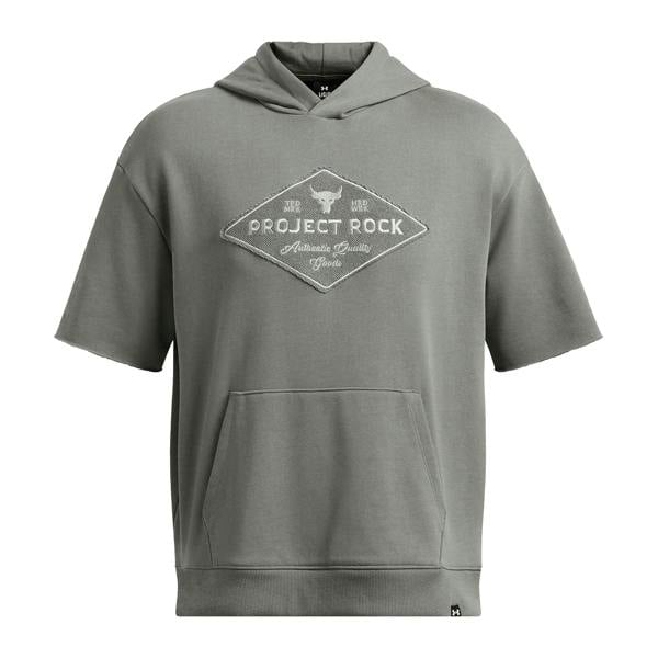 Under Armour Mens Project Rock Graphic Print Relaxed Fit Drawstring Hoodie - Green - 