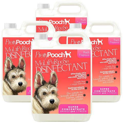 Pretty Pooch Multipurpose Disinfectant - Cleaner, Sanitiser, Deodoriser - Concentrated Formula - Peach 5L x4