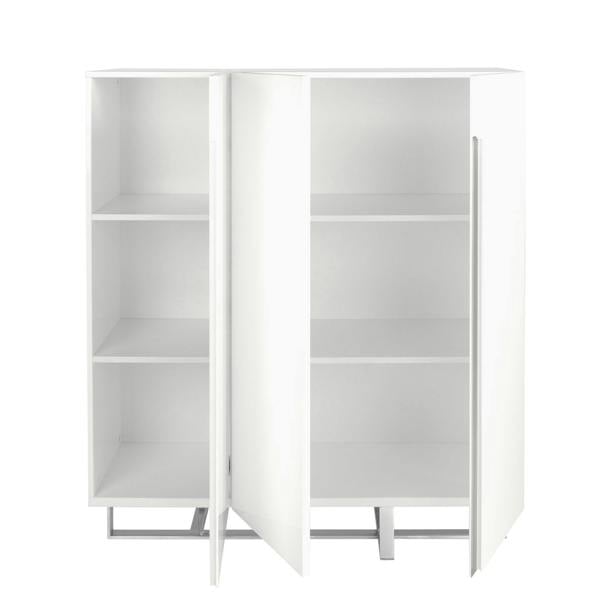 Angel Cerdá White Wood and Chrome-plated Steel Tall Sideboard 3053