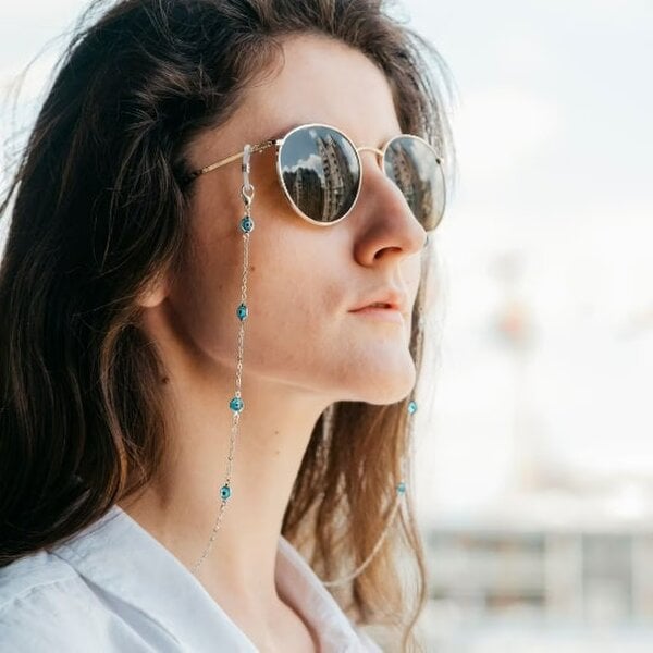 The Colourful Aura Gold Turkish Evil Eye Protection Summer Reading Eyeglass Detachable Lanyard