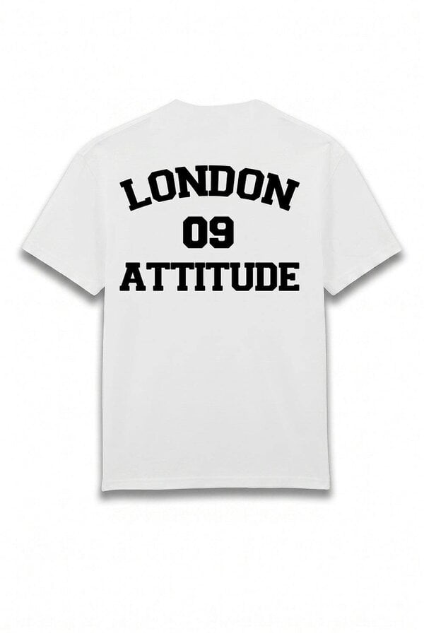 London Attitude Oversized Heavyweight T-Shirt with Varsity Back Print