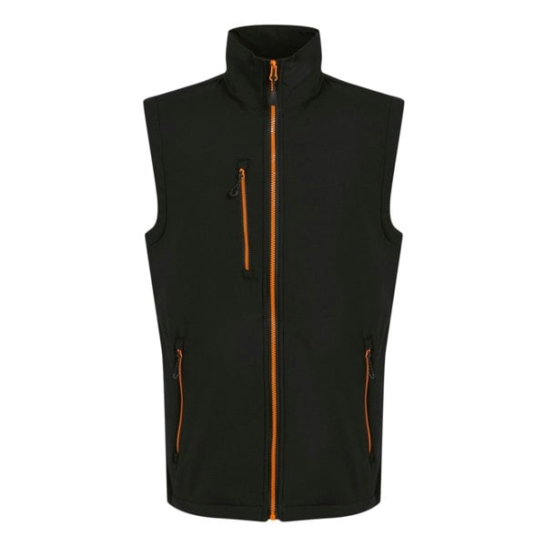 Regatta Mens Navigate Softshell 2 Layer Body Warmer - Black/Orange Pop