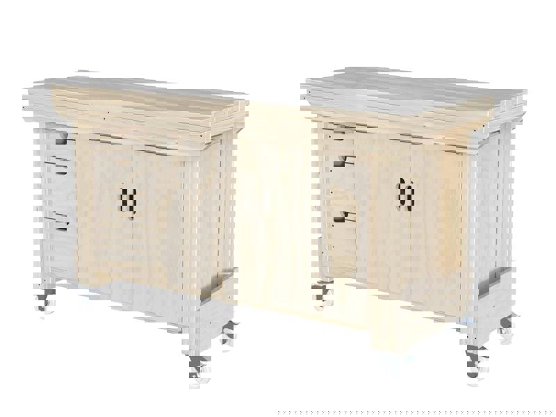 Acorn Heavy-Duty Cupboard Workbench (V.2) – Sturdy Wooden Workbench with Two-Door Cupboard, Multiple Large Drawers, and Optional Back Panel or Pegboard, Ideal for Garages, Workshops, and Sheds