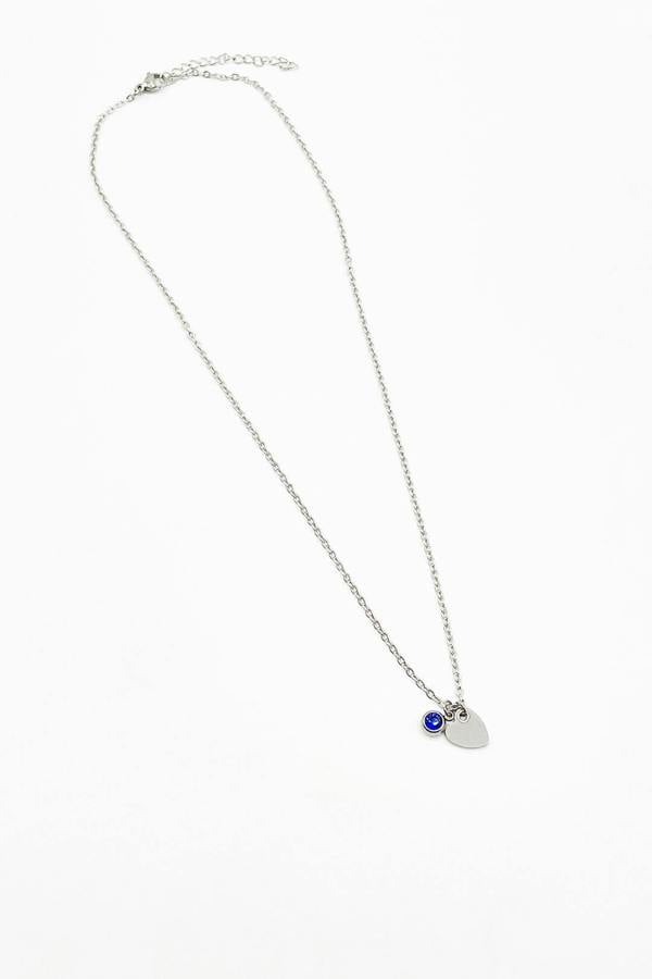 SVNX Mini Heart & September Birthstone Necklace in Silver - Gift Boxed