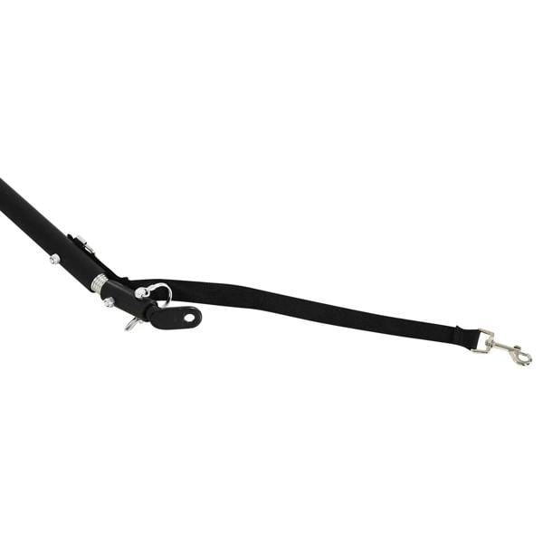 Bike cargo trailer hitch assembly with black strap and metal connector