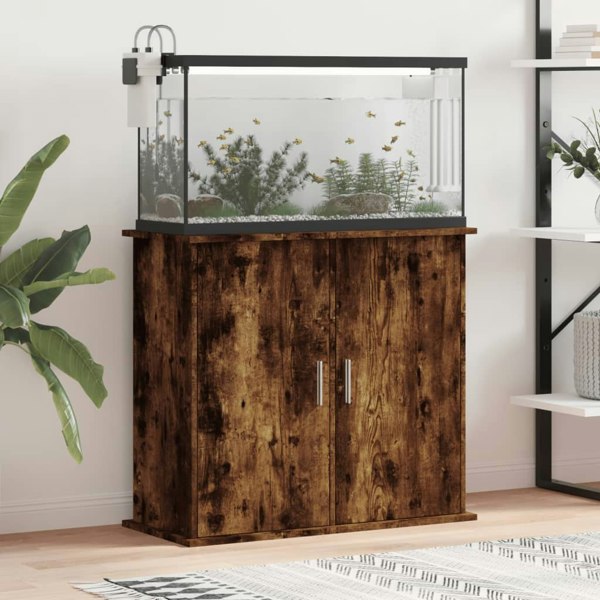 Berkfield Aquarium Stand Smoked Oak 81x36x73 cm Engineered Wood