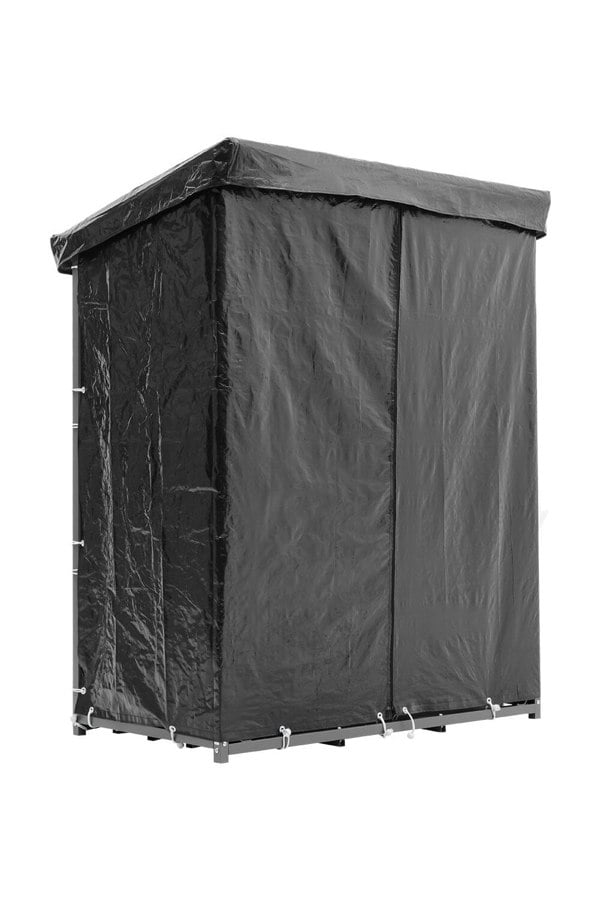 Garden Sanctuary Metal Tube Firewood Rack with PE Cover Roof Garden Sheds Living and Home