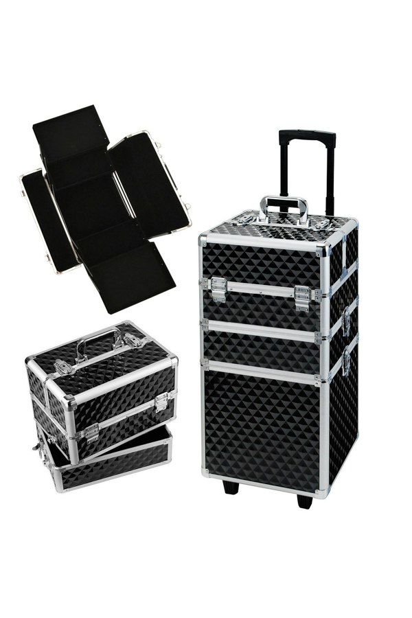 Living and Home 3 in 1 Diamond Pattern Cosmetic Makeup Train Case