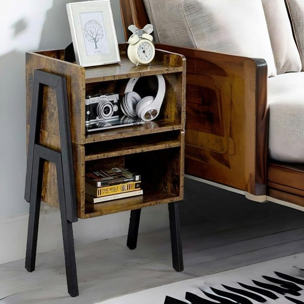 Rafaelo Mobilia Set Of 2 Rustic Stackable Bedside Tables