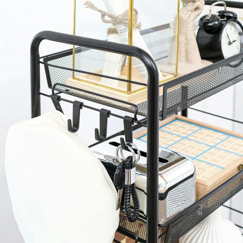 Wyld Haus Velu Metal Black 5 Basket Steel Storage Trolley With Wheels