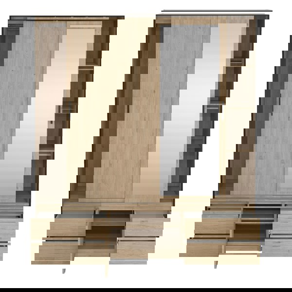 Furniture To Go Line Wardrobe with 2 Sliding Doors 1 Sliding Door with Mirror in Jackson Hickory Oak