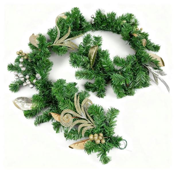2m Champagne and Silver Christmas Garland for Elegant Home and Seasonal Decorating image 1
