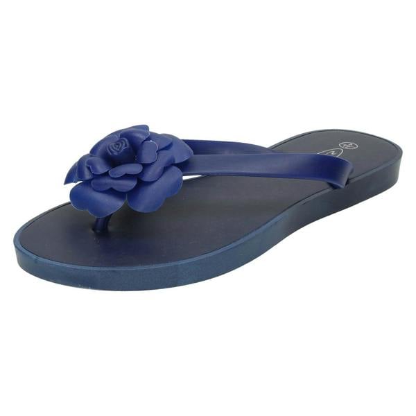 Spot On Ladies Spot On Flat Toepost Flower Trim Sandal