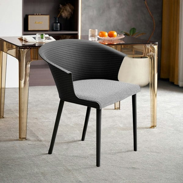 Modern Gray Plastic Chairs, Set of Four, Durable and Lightweight Living and Home