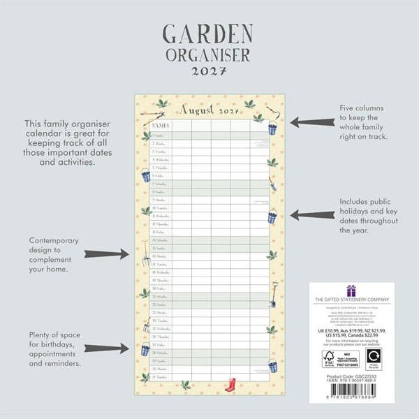Garden Family Organiser 2027, Family Planners, Month To View, Lifestyle, Gift