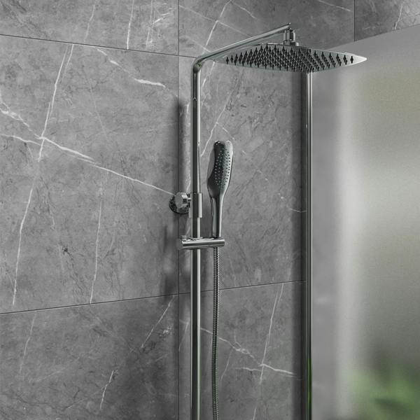 Flode Oval Thermostatic Shower Kit | Including Telescopic Riser Rail | Chrome